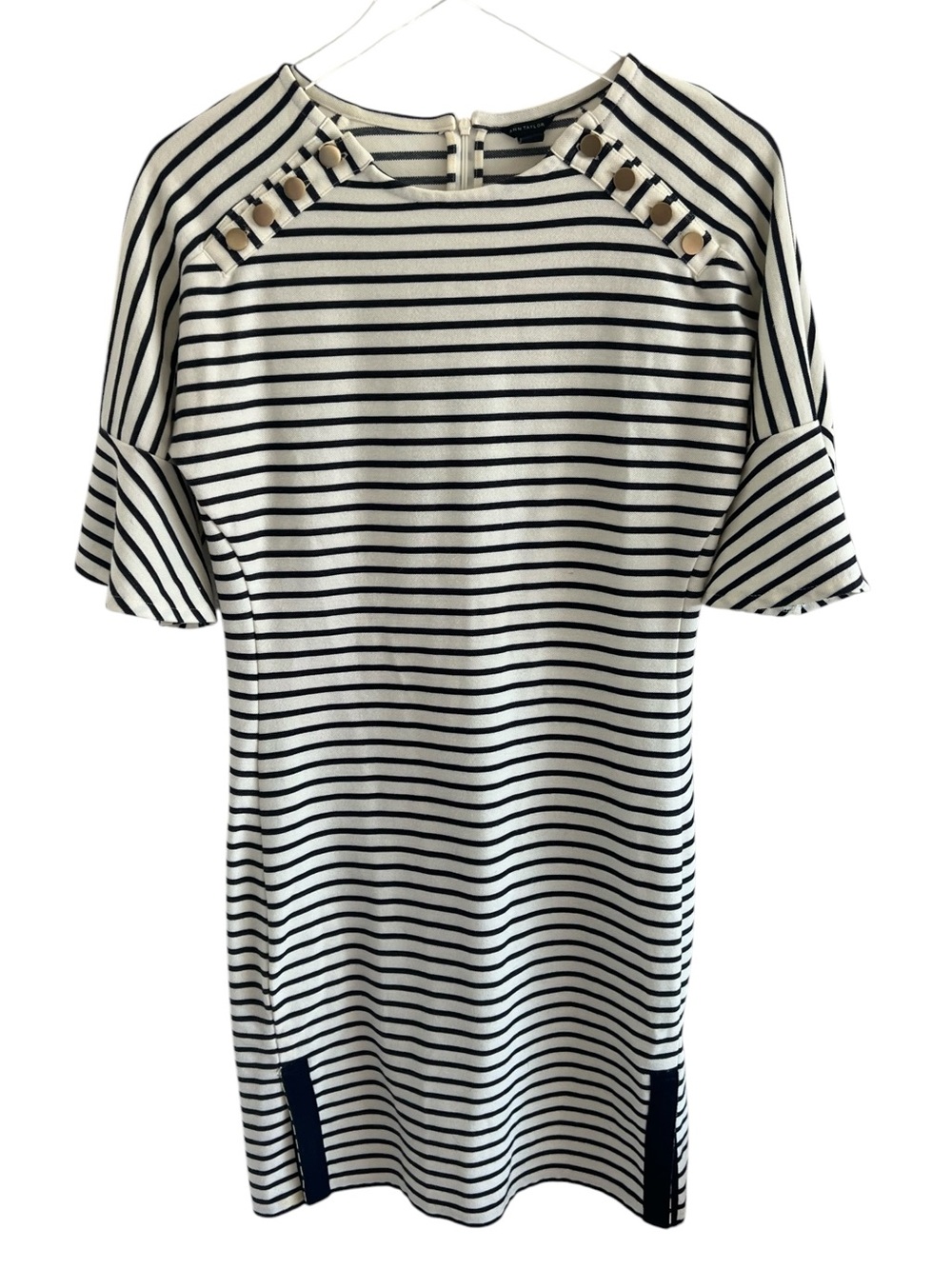 Ann Taylor Black and White Striped Knit Top Dress